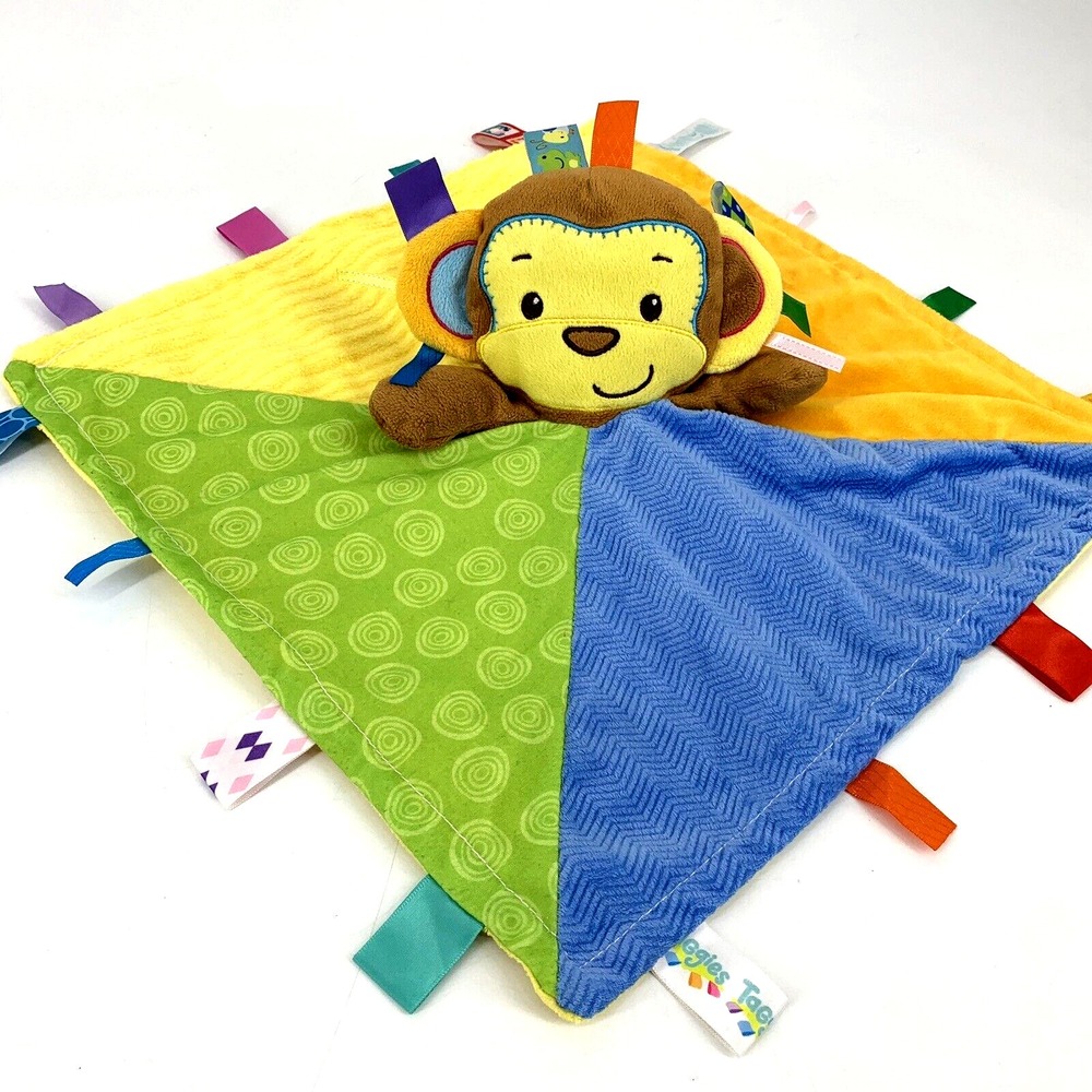 Taggies Lovey Baby Security Blanket Plush Multicolor Brown Monkey‎